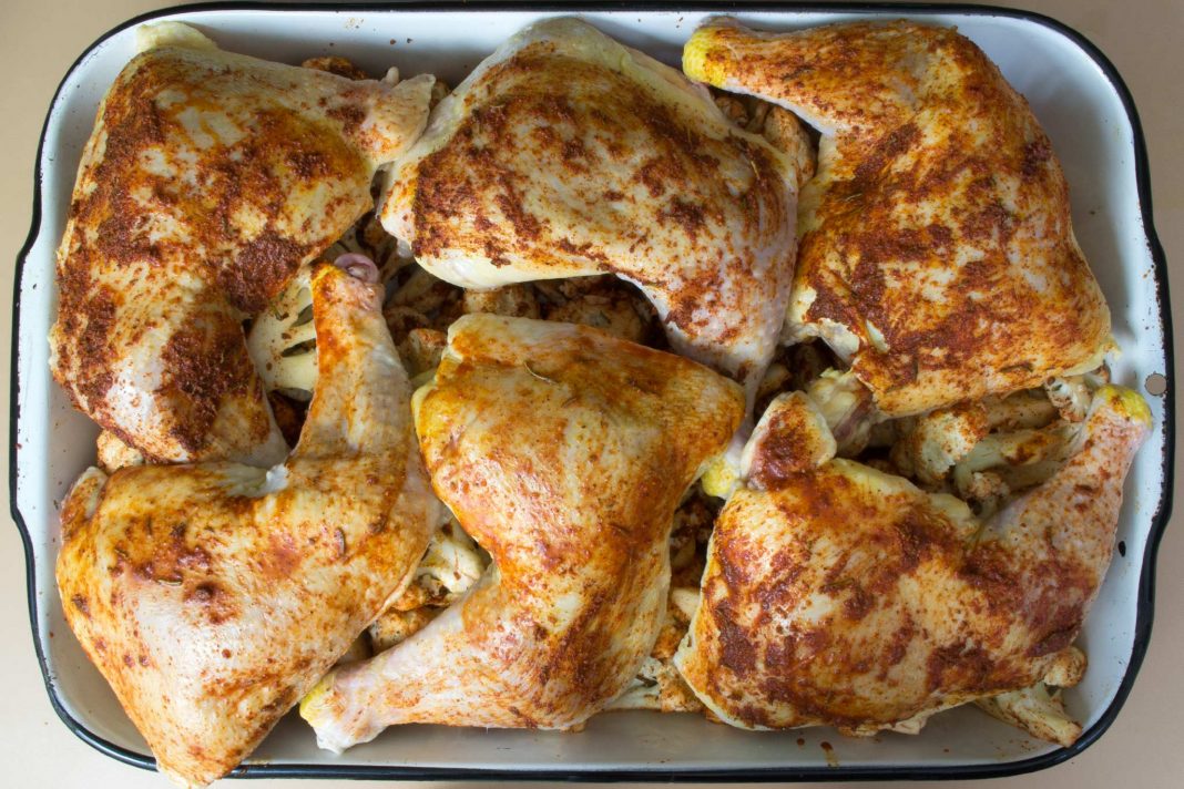Rosemary Roasted Chicken & Cauliflower Recipe from domesticsoul.com