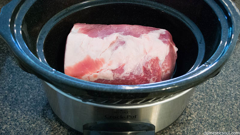 Crockpot Pork with Sauerkraut and Apples Recipe from domesticsoul.com